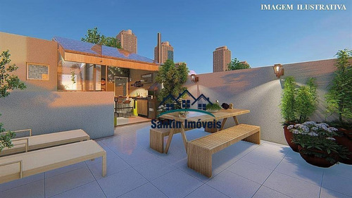 Cobertura Com *elevador De 02 Dormitórios(01 Suíte ) Vaga Coberta À Venda, 94 M² - Jardim - Santo André/sp - Co0567