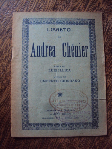 Libreto De Andrea Chenier Letra Illica Musica Giordano 7 Pag