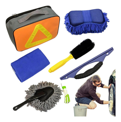 Car Cleaning Kit - 7 Pcs Car Detailing Brush With Sponge