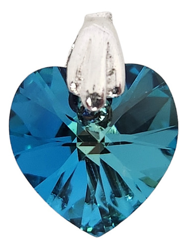 Dije Cristal Corazon 10mm Plata 925 Colores Vrs Encontralos Bermuda Blue
