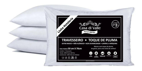 2 Travesseiros Linha Hotel Toque Pluma - Casa Di Valle Cor Branco