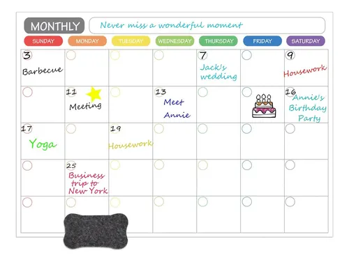 Calendario Magnetico Planeador Mensual Borrable Con Marcador