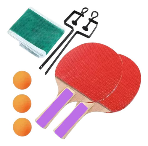 Set Ping Pong 2 Paletas + 3 Pelotas + Red + 2 Soportes 