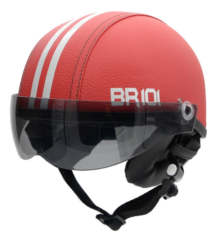 Capacete Coquinho Scooter Elétrica Bike Vermelho Viseira