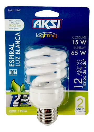 Bombillo Fluorescente Ahorrador 15w Luz Blanca E27 120v