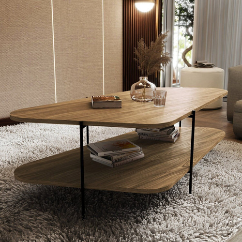 Mesa De Centro 110cm X58cm X35cm Oval Freijó Ad