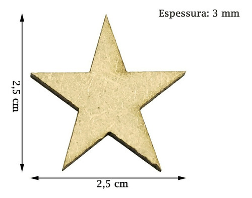 Kit 50 Und Estrela Mdf 3mm Natural Pacote Corte Laser 2,5cm
