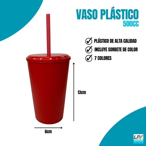 Vaso Plástico Glitter Con Sorbete Transparente 500cc X37u