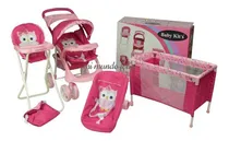Comprar Coche Bebe Muñecas Silla De Comer Portabebe Maleta Corral Color Rosa Color del chasis Rosado