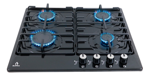 Parrilla A Gas 4 Quemadores Negra Supra 60 Cm Para Empotrar Color Negro