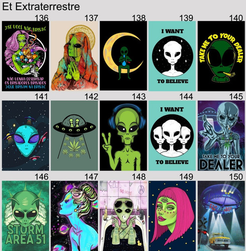 Imagem 10 de 10 de Kit 10 Placas Decorativas Et Extraterrestre Alien