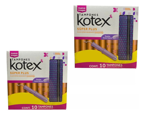 Kit 2 Pz Tampones Kotex Super Plus Flujo Abundante Femenina