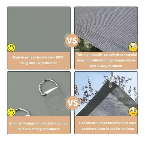 Toldo Sombrero Impermeable Sombra Sombra Gris 3x5 M