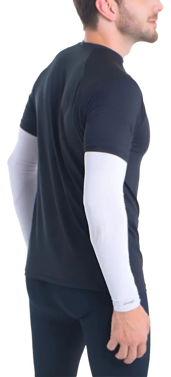 Par Manguito Proteção Solar Uv50 Mangote Manga Ciclismo Cor Branco Tamanho G