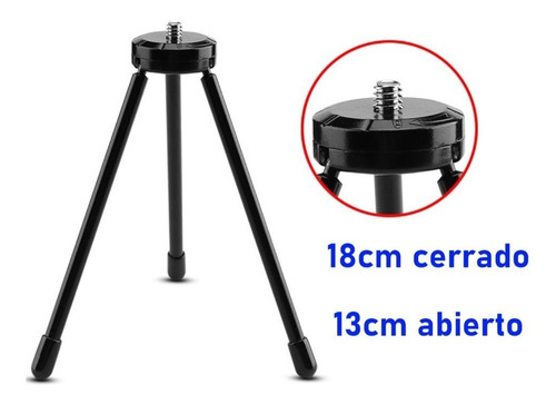 Imagen 5 de 6 de Tripode Metal 14cm Universal Rosca 1/4 Mesa Celular Camara