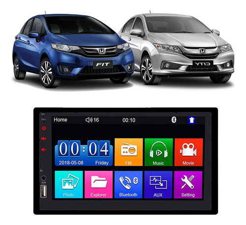 Kit Central Multimidia Mp5 Honda Fit City 2015 A 2021 Bt Dvd