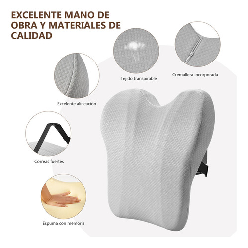 Jja Conjunto 2 En 1 Ergonómico, Cojín Lumbar Transpirable,