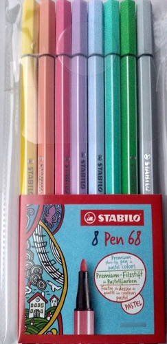 Plumones Stabilo Pen 68 X 8 Colores Pasteles