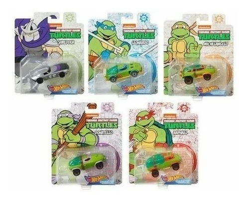 Hot Wheels Tmnt Character Set De 5 Tortugas Ninja