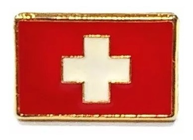 Bótom Pim Broche Bandeira Suíça 13x9mm Folheado A Ouro
