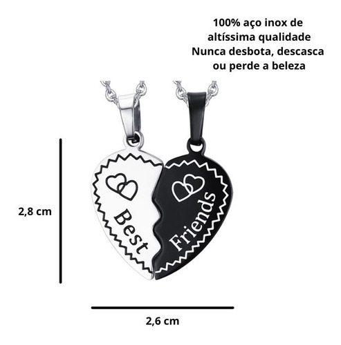 Imagem 5 de 5 de Colar De Casal Com Pingente Coração Best Friends