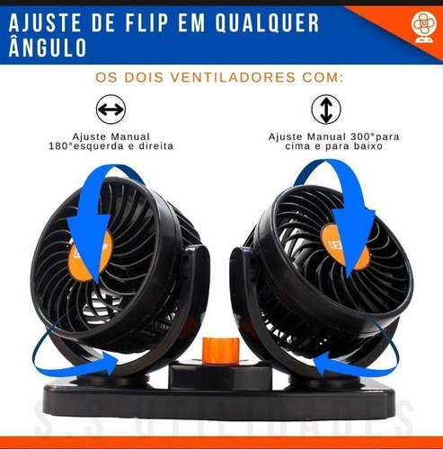 Ventilador Resfriamento Carro Automóvel 12v Cabeça Dupla