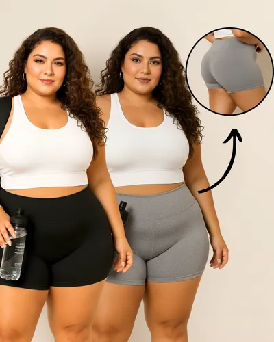 Kit 2 Shorts Plus Size Academia Treino Feminino Esportivo