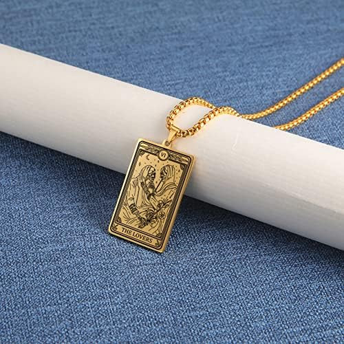 Teamer Collar De Tarot Esqueleto Amuleto De Acero Inoxidable
