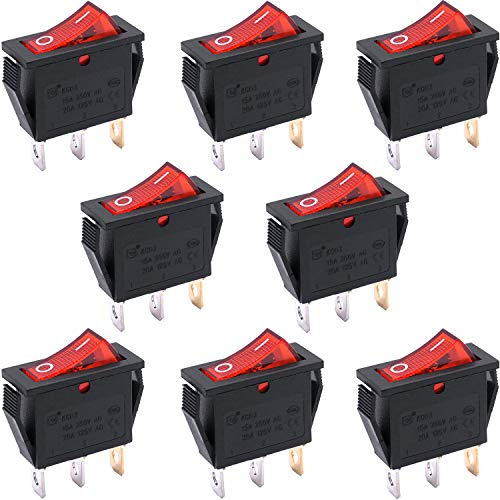 8pcs Ac 250v 15a 125v 20a Luz Roja Iluminada Off Spor 3...