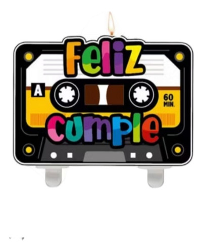 Vela Cassette Años 80 Cotillón Cumpleaños Fiestas 