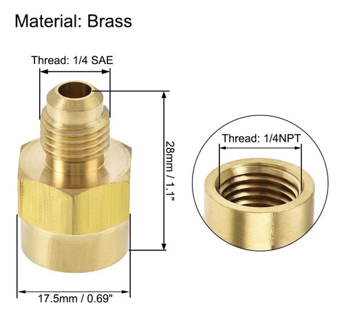 Conector Adaptador Tubo Rosca Macho 1/4 Sae A Hembra 1/4 Npt