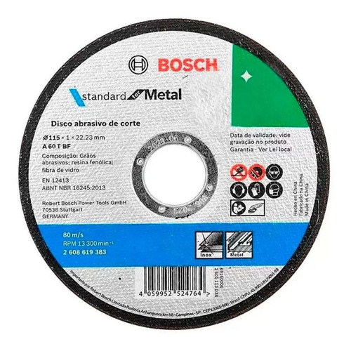 Disco Corte Metal 4 1/2  Bosch 2608.619.383-000