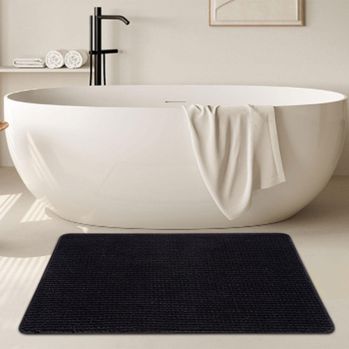 Alfombrilla Absorbente Para El Suelo Del Baño, Negro Y L