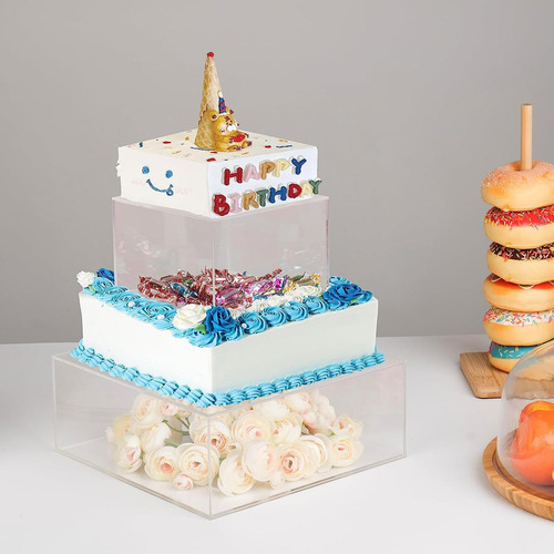 Caja De Presentación De Pastel Cuadrada, Soporte Para