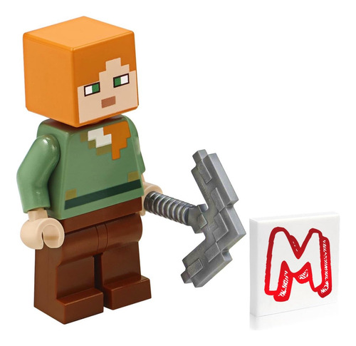 Minifigura Lego Minecraft Alex Con Pico De Hierro