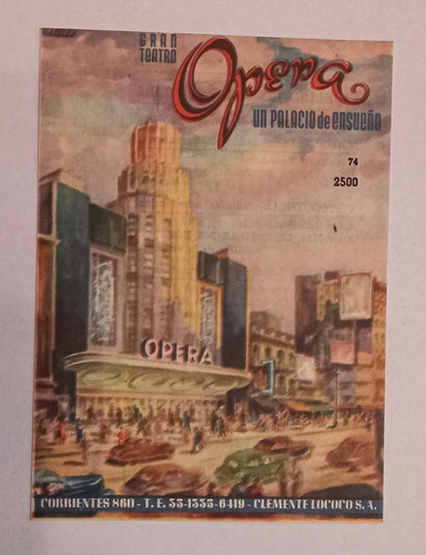 Antiguo Folleto De Cine Gran Teatro Opera 1952