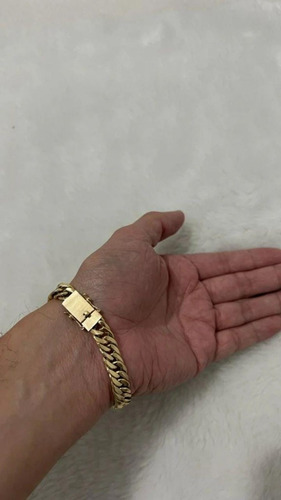 Imagem 4 de 6 de Pulseira Elos Duplos 15 Gramas 8mm Ouro 18k 750