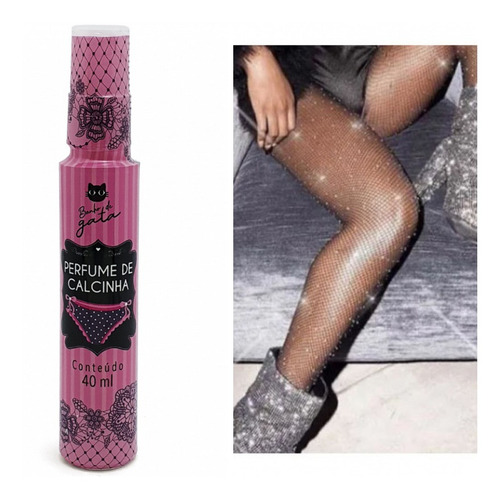 Imagem 1 de 2 de Perfume De Calcinha + Meia Calça Arrastão Com Pedra Strass