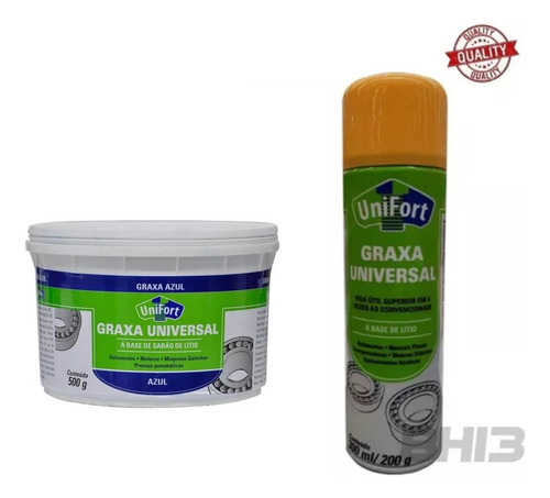 Unifort Graxa Azul Rolamentos 500g + Graxa Universal Spray