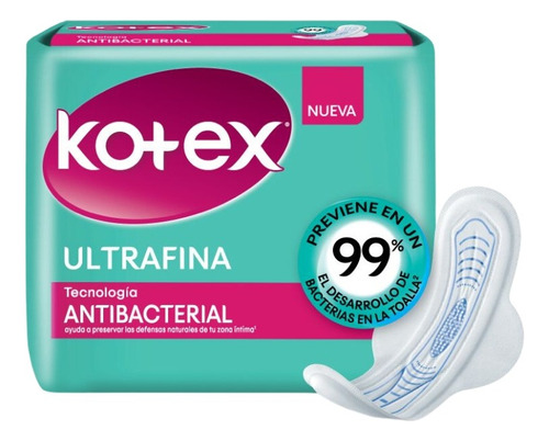 Toallas Femeninas Kotex Antibacterial Ultrafina C/alas 10 U