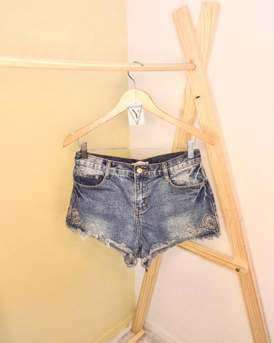 Short De Jean Boho Indian, Tiro Medio