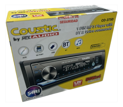 Autoestereo Medios Digitales Coustic Co-375d Bt Aux Mp3 Usb