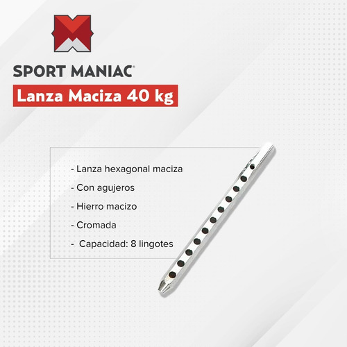 Imagen 2 de 4 de Lanza Maciza 2da Selección Lingote Para Gimnasio Maquina Gym