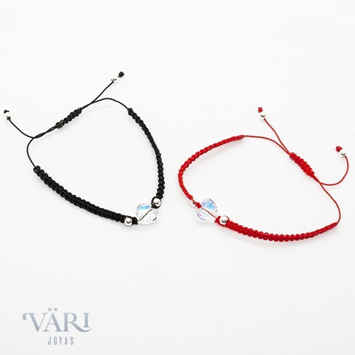Imagen 1 de 2 de Pulsera Swarovski Original - Unisex - Hilo Seda - Corazon