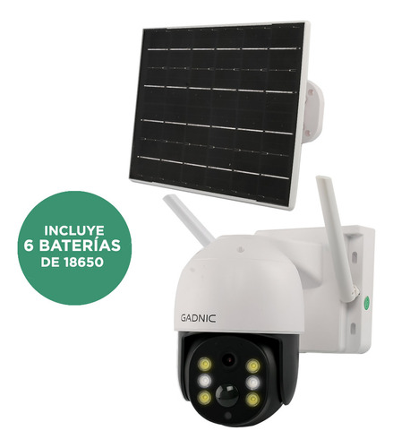 Camara Seguridad Gadnic Panel Solar 3mp Batería Recargable Color Blanco