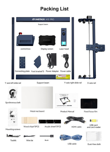 Grabador Láser Atomstack A10 Pro 10w Y Juego De Accesorios