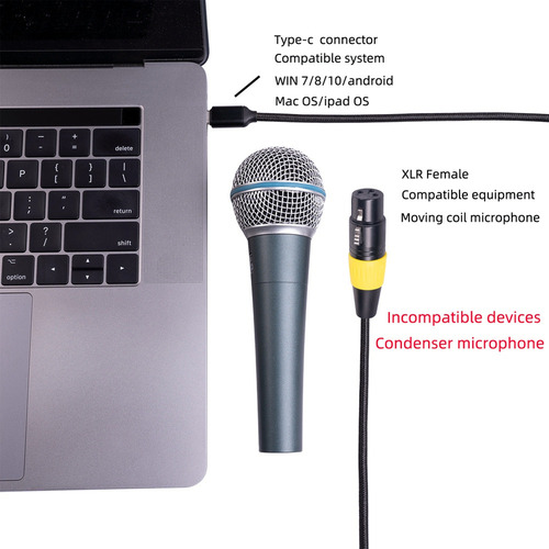 Cable Usb C A Xlr Hembra C Macho A Microp Hembra Xlr De 3 Pi