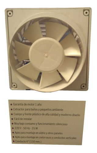 Imagen 2 de 10 de Extractor De Baño (6 Pulgadas) Sese Blanco E.a