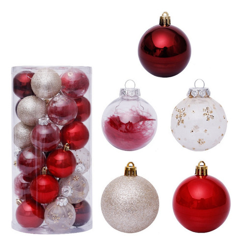 Paquete 30 Esferas Para Decoracion Navideña Estilos Mixtos 