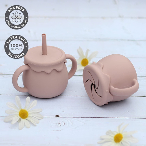 7 Utensilios, Plato, Cuchara, Babero, Tazas Con Pajita